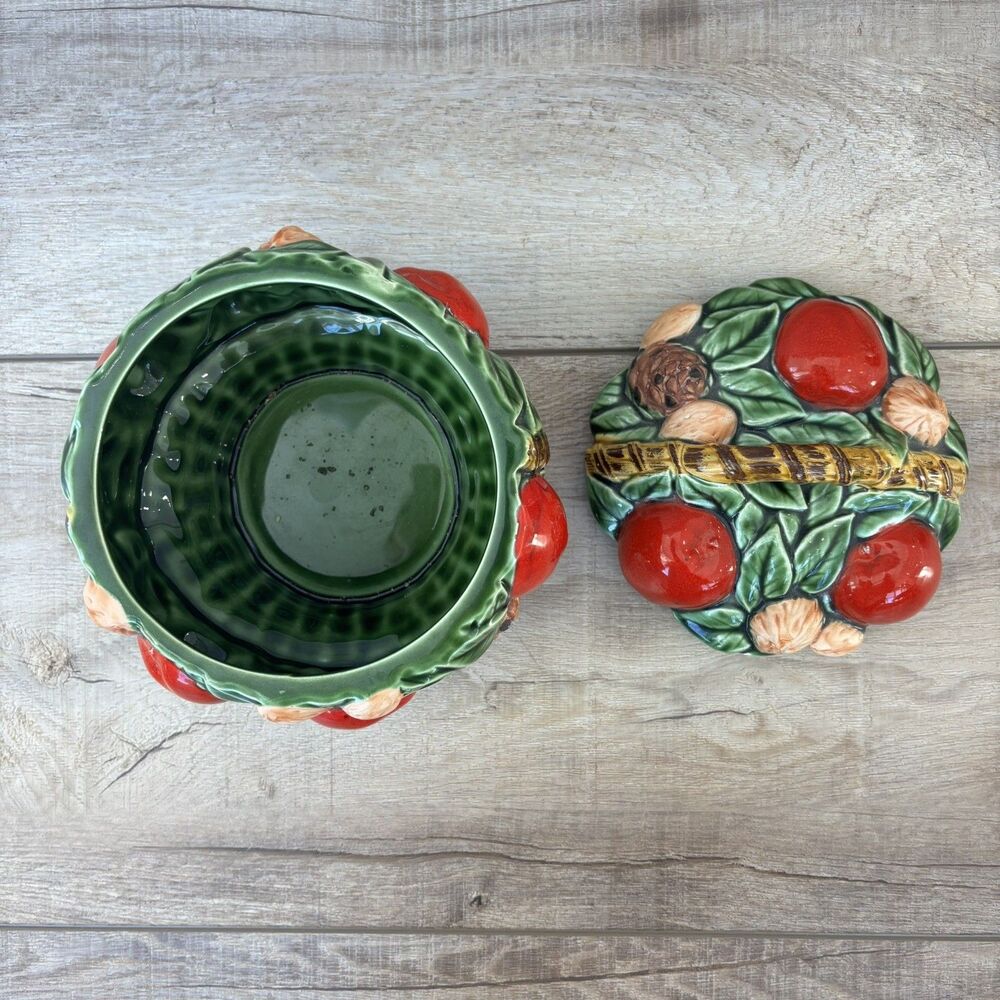 Vintage Inarco Japan Ceramic Fruit Nut Pinecones Leaves Basket Farmhouse Decor - Picture 6 of 11